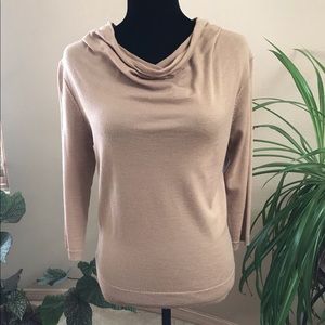 Ann Taylor Cowl Neck Sweater, Tan Size S